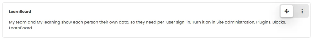 The notice that My team and My learning need per-user sign-in